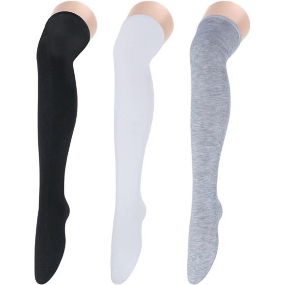 3 Pairs Thigh High Socks for Women, Striped Over Knee High Socks - Picture 1 of 6